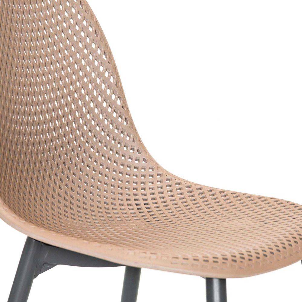 Chaise en aluminium et assise en résine Malte (Lot de 2) Noir et taupe - Image 2