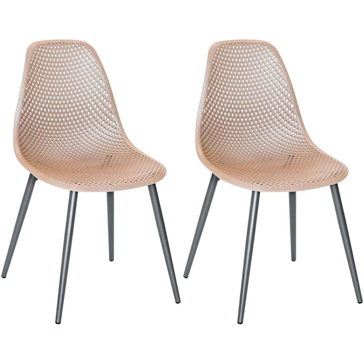 Chaise en aluminium et assise en résine Malte (Lot de 2) Noir et taupe - Image 1
