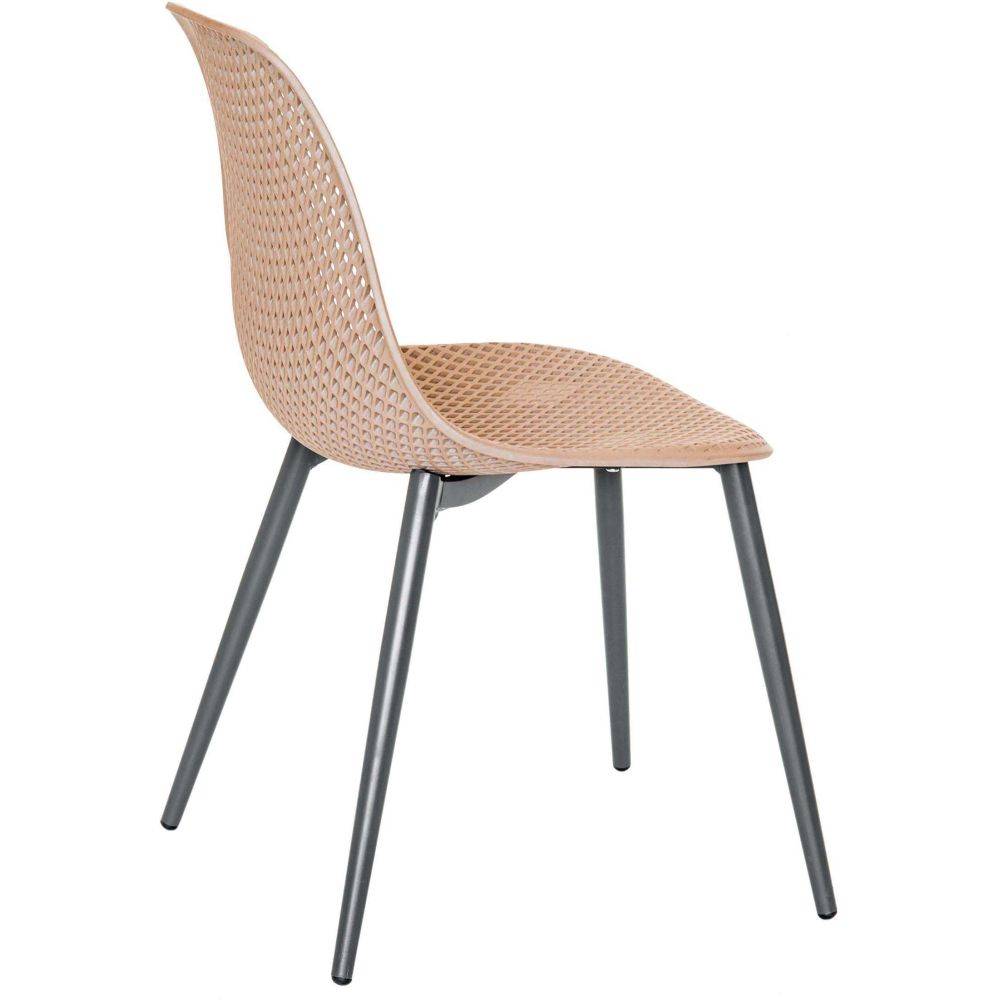Chaise en aluminium et assise en résine Malte (Lot de 2) Noir et taupe - Image 3