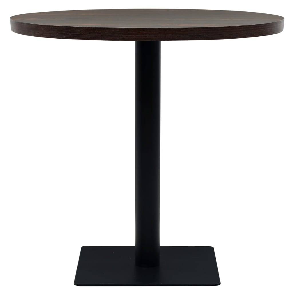 Helloshop26 - Table haute mange debout bar bistrot MDF et acier rond 80 cm frêne foncé marron - Image 2