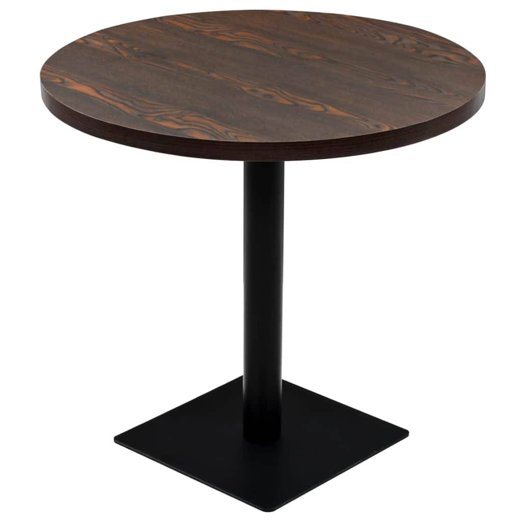 Helloshop26 - Table haute mange debout bar bistrot MDF et acier rond 80 cm frêne foncé marron - Image 1