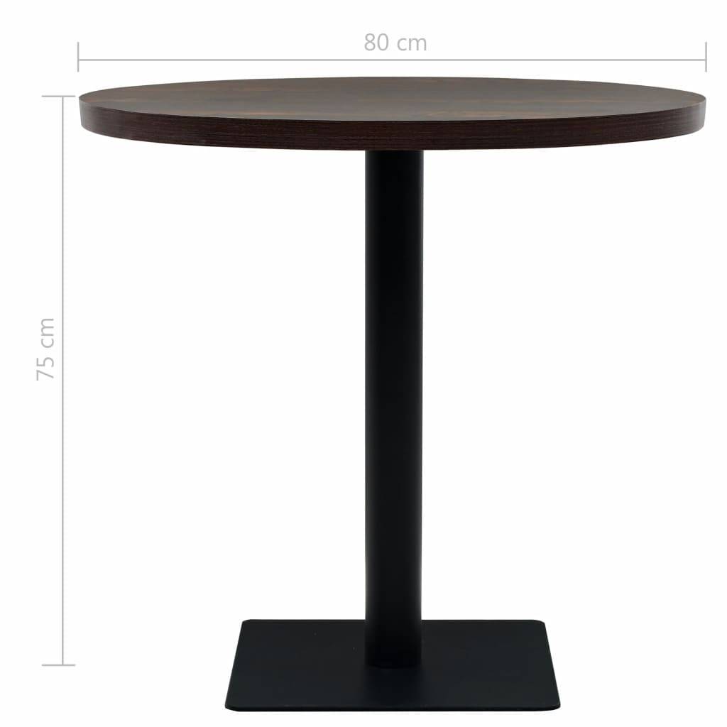 Helloshop26 - Table haute mange debout bar bistrot MDF et acier rond 80 cm frêne foncé marron - Image 5