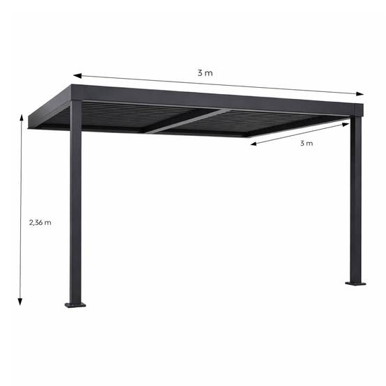 Pergola bioclimatique adossée en aluminium noir 3x3m SIFNOS - Image 3
