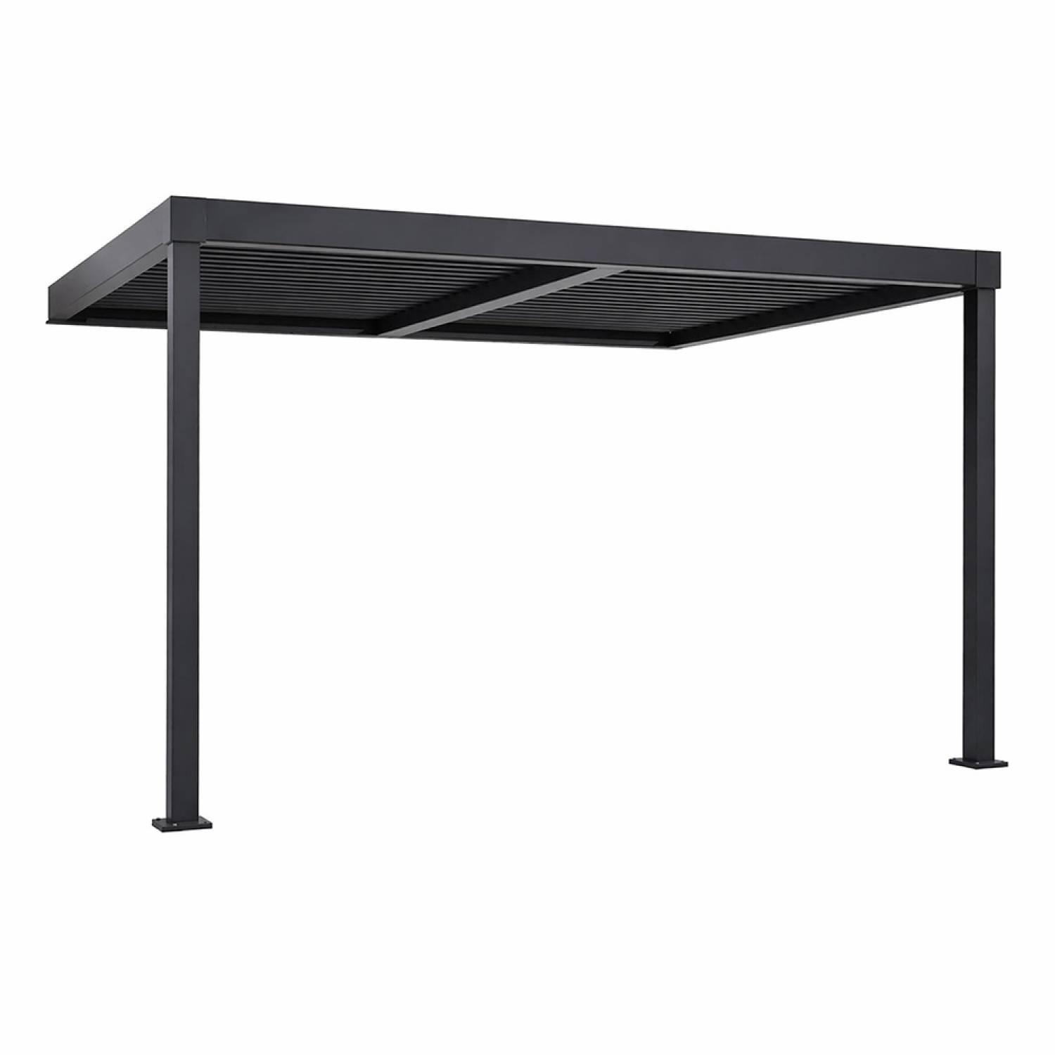 Pergola bioclimatique adossée en aluminium noir 3x3m SIFNOS - Image 1