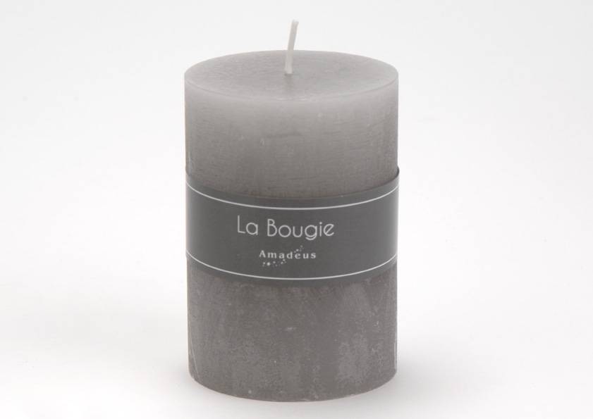 Amadeus - Bougie petit cylindre 7 x 10 cm gris (lot de 6)