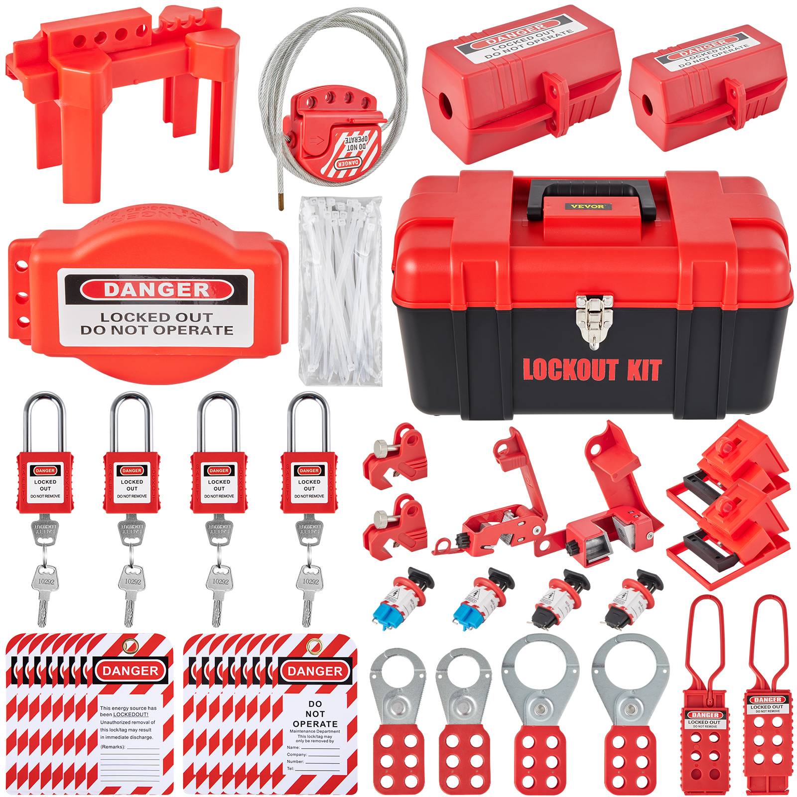 VEVOR Kit étiquetage verrouillage 42 pièces, station cadenas, sécurité électrique. LOTO. - Image 1