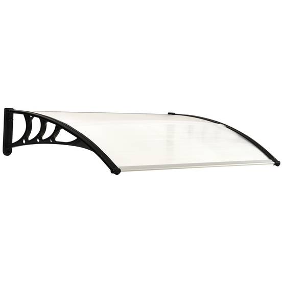 Auvent marquise porte polycarbonate extérieur protection pluie 75x120cm transparent - ComfortXL Outdoor Living - Image 1