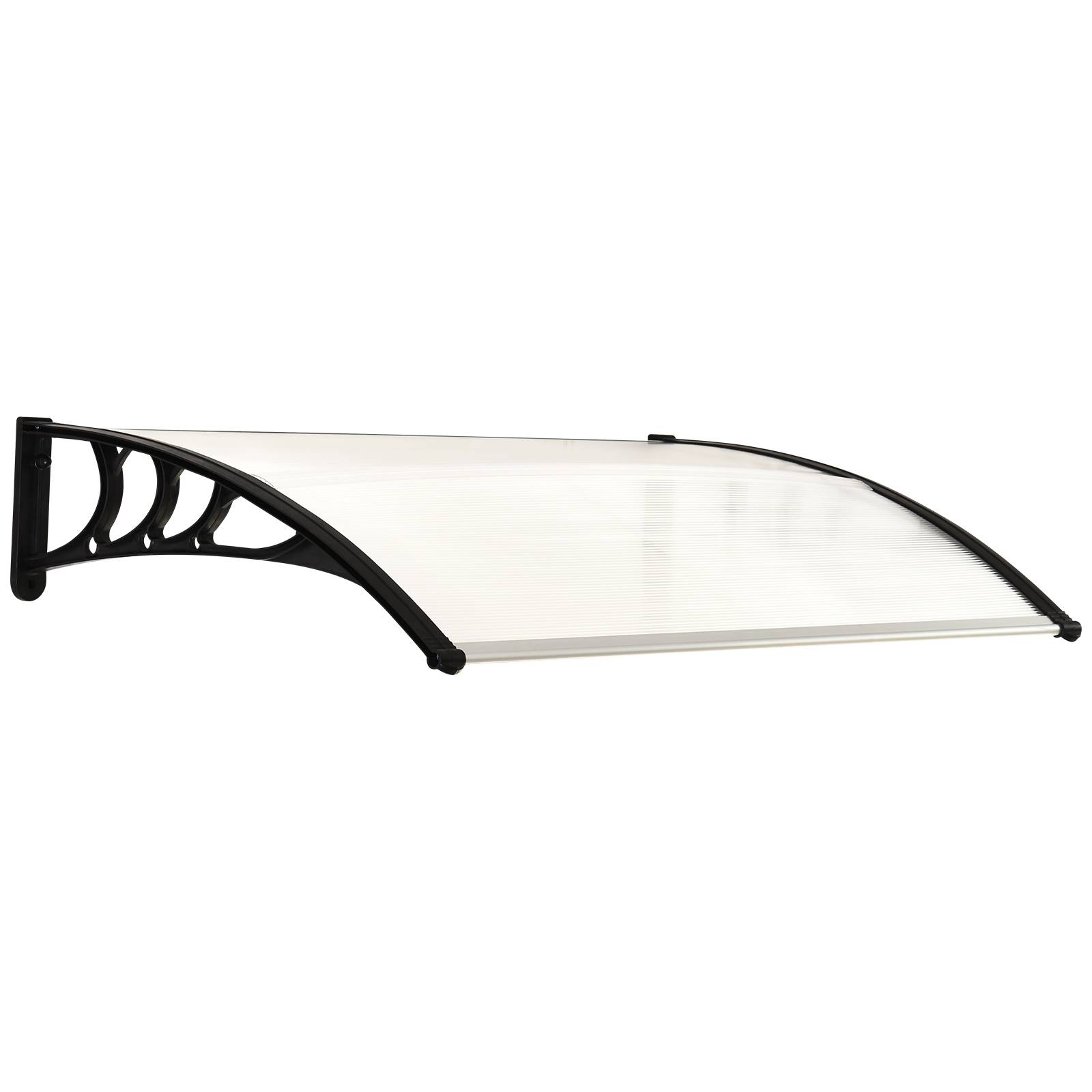 Auvent marquise porte polycarbonate extérieur protection pluie 75x120cm transparent - ComfortXL Outdoor Living - Image 1