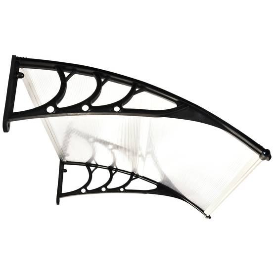 Auvent marquise porte polycarbonate extérieur protection pluie 75x120cm transparent - ComfortXL Outdoor Living - Image 9