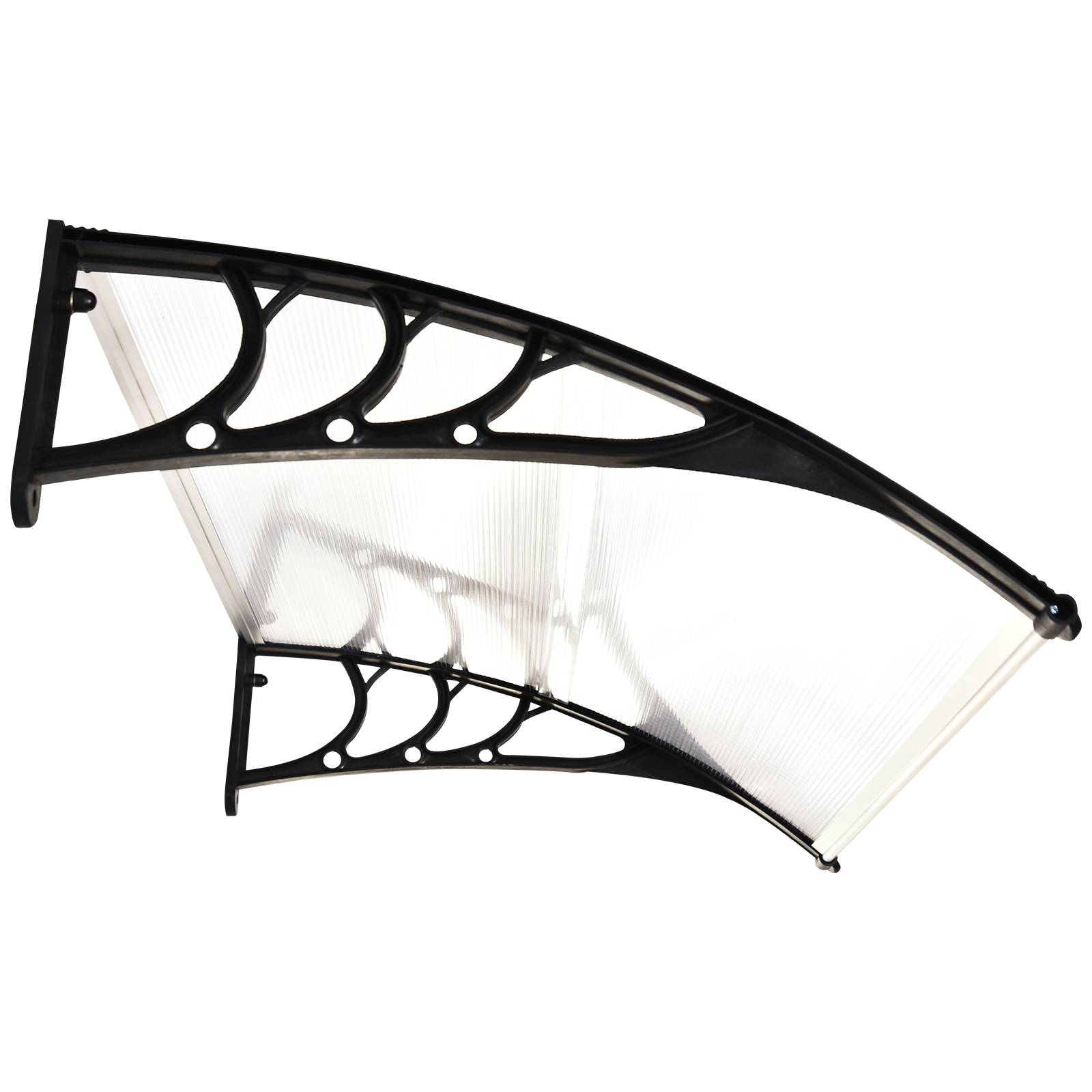 Auvent marquise porte polycarbonate extérieur protection pluie 75x120cm transparent - ComfortXL Outdoor Living - Image 9
