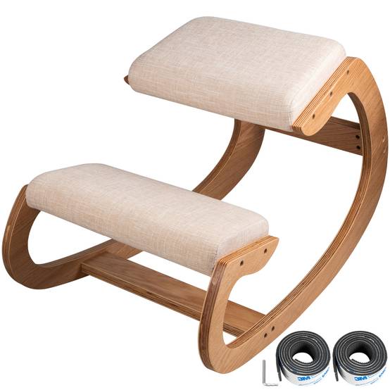 VEVOR Chaise ergonomique à genoux, tabouret bois. Posture pliante, soulagement stress. Bureau, maison. - Image 8