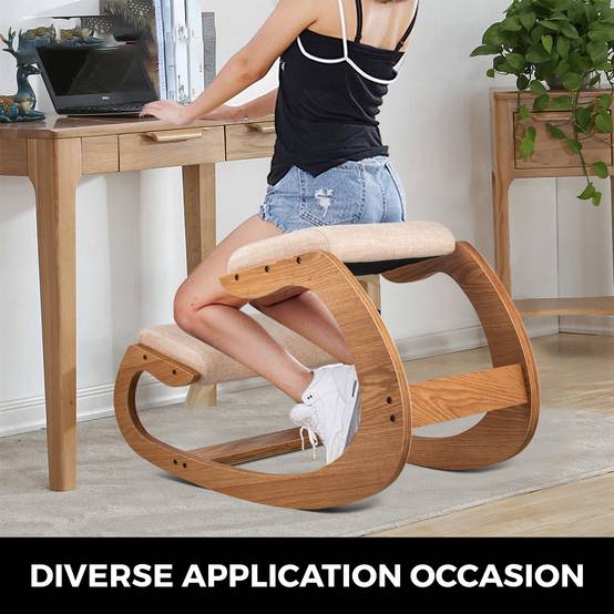 VEVOR Chaise ergonomique à genoux, tabouret bois. Posture pliante, soulagement stress. Bureau, maison. - Image 7