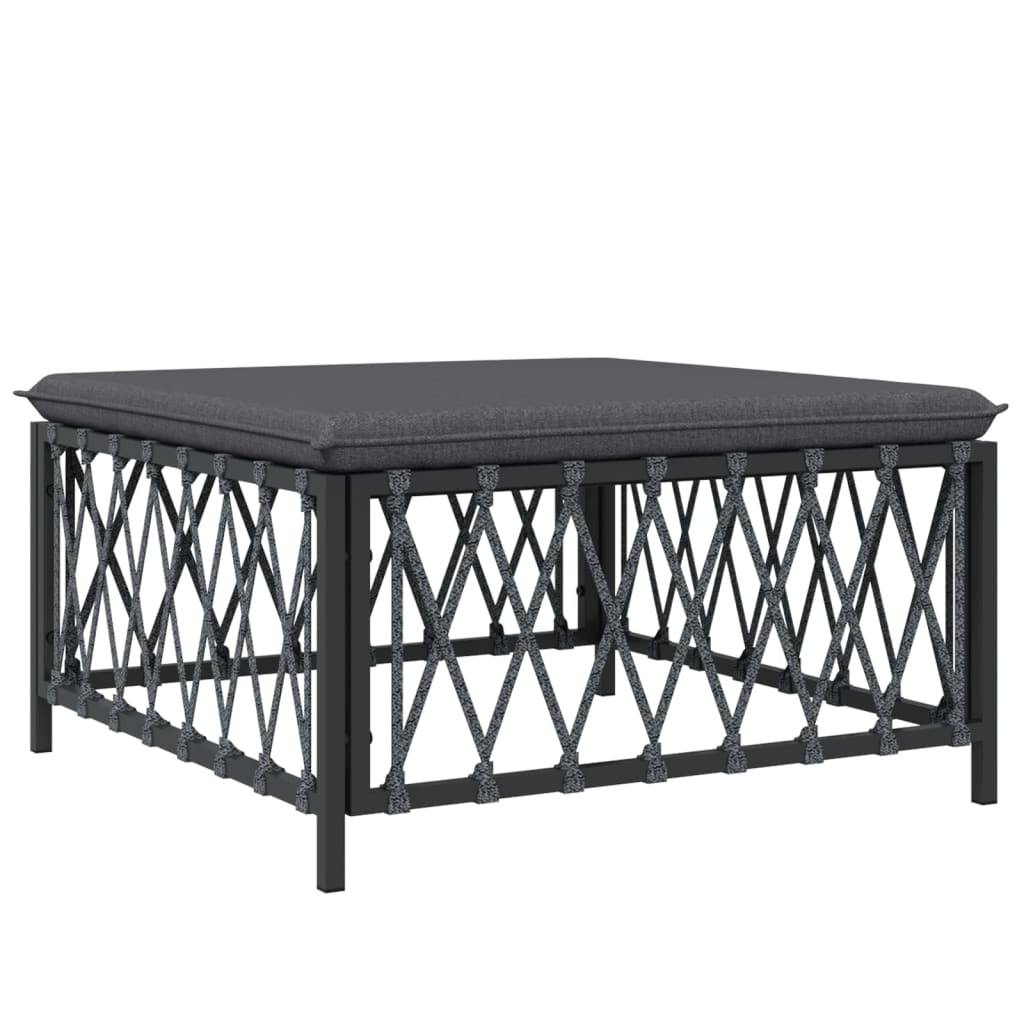 Salon de jardin meuble d'extérieur ensemble de mobilier avec coussins 3 pièces anthracite acier - Image 4