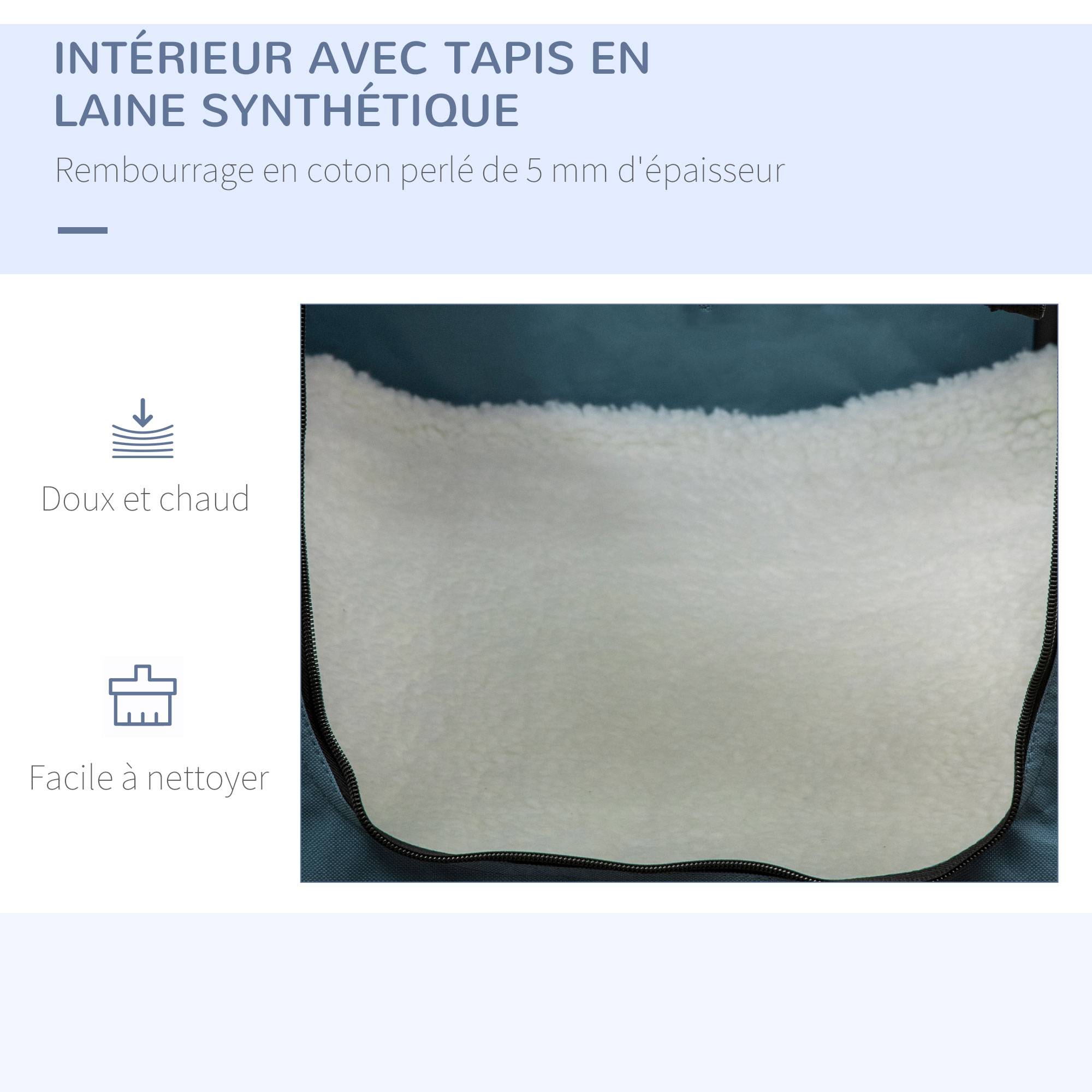 Sac Transport Animal Oxford Voyages Voiture Pliable Multi-accès 69x51x51cm Bleu Noir - ComfortXL Outdoor Living - Image 7