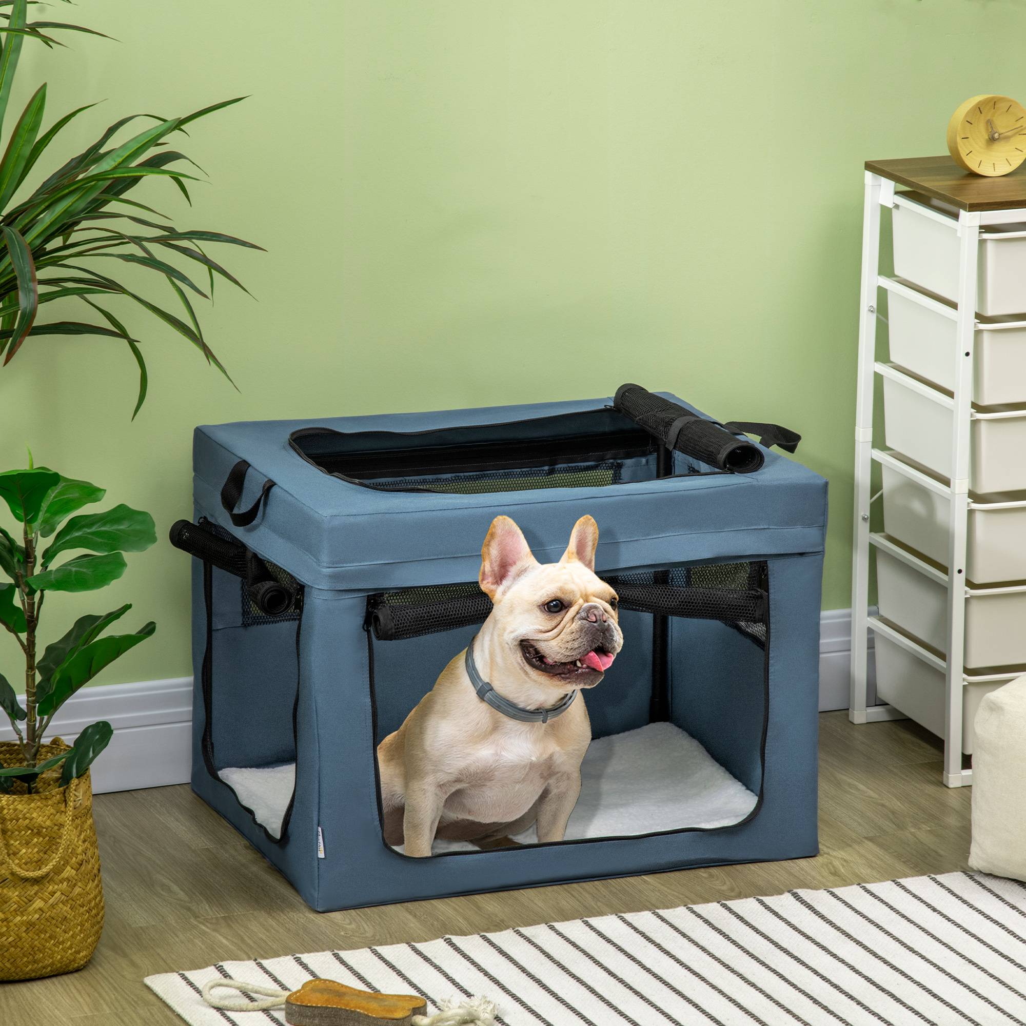 Sac Transport Animal Oxford Voyages Voiture Pliable Multi-accès 69x51x51cm Bleu Noir - ComfortXL Outdoor Living - Image 3