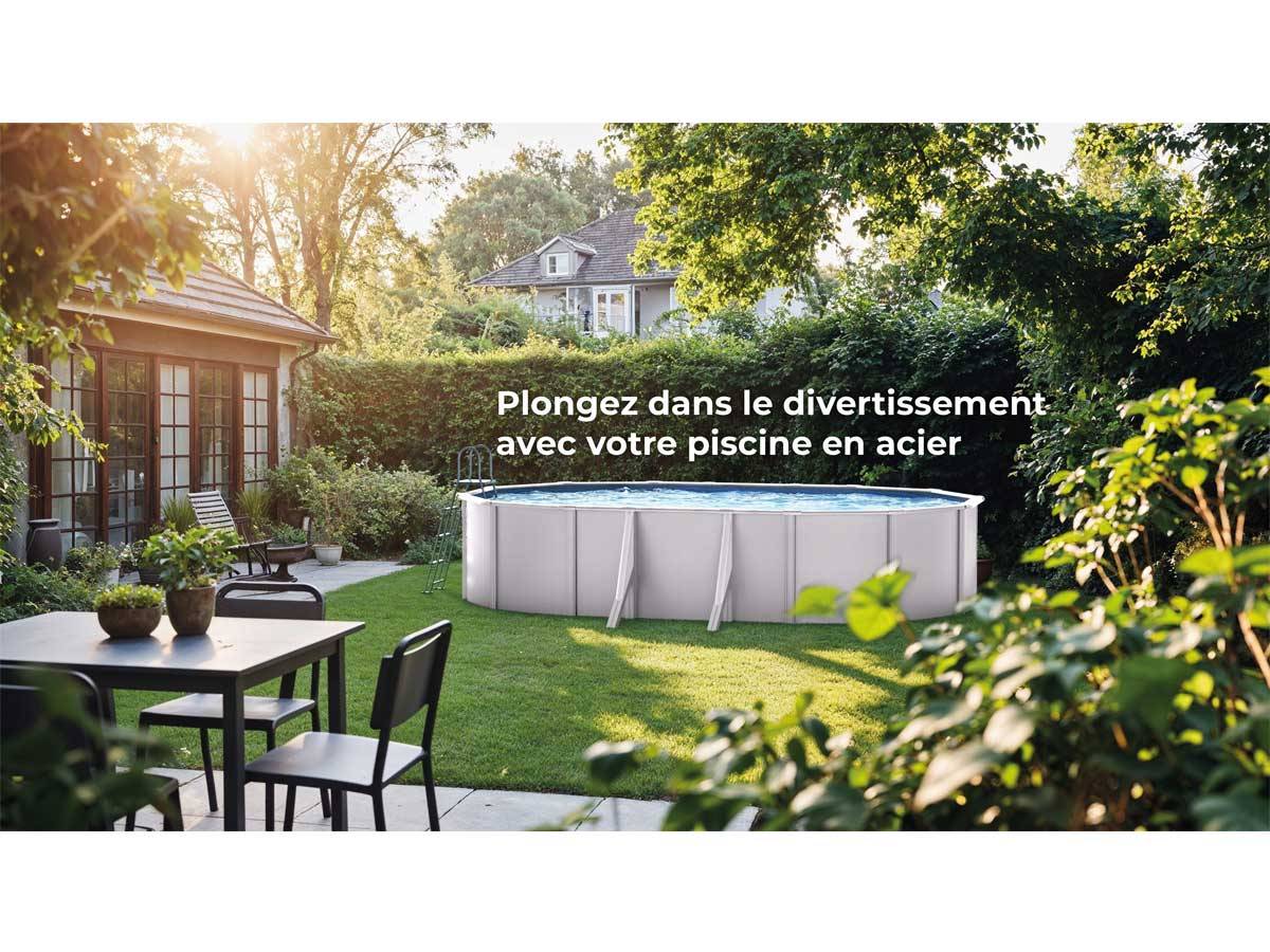 Gré - Piscine acier blanc Atlantis ovale 8,15 x 4,90 x 1,32 m - Gré - Image 2