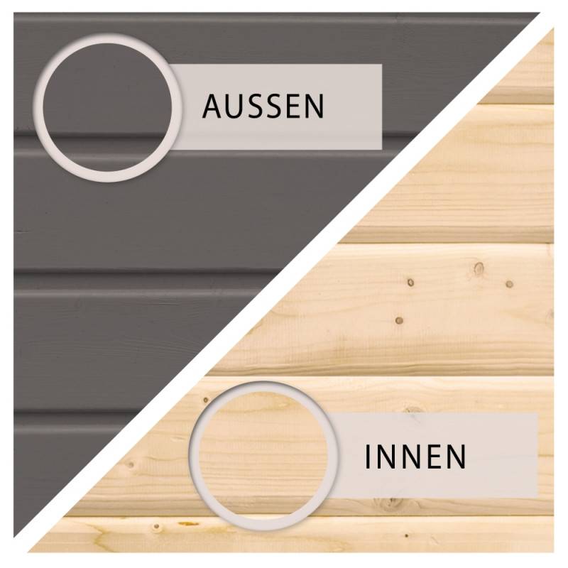 Abri de jardin adossé 6,26m² Wandlitz 4 Karibu bois massif vitrifié gris avec embase - Image 5