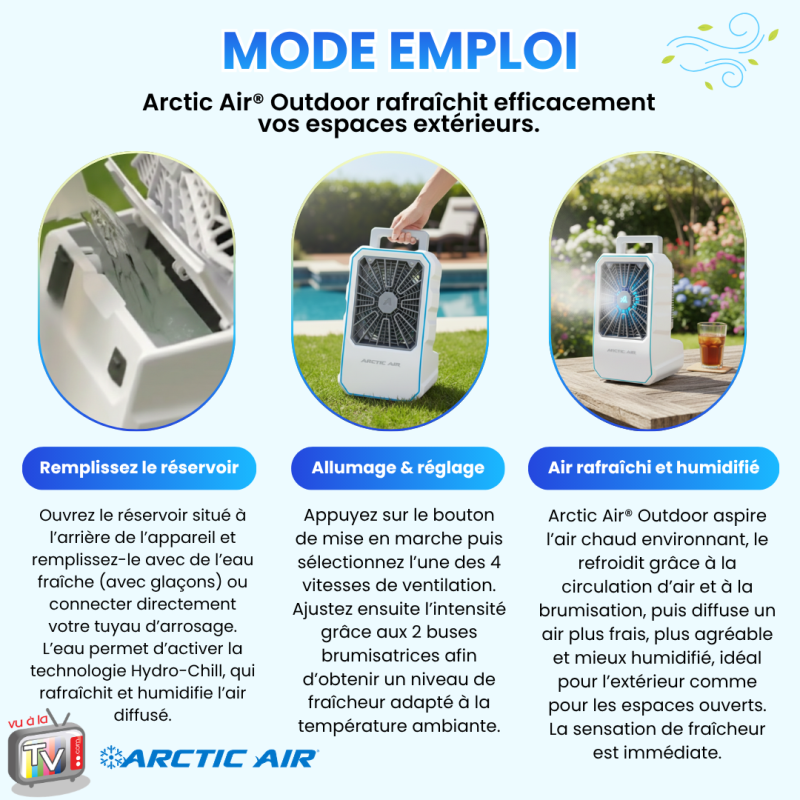 Rafraîchisseur d'Air Extérieur | Ventilateur Brumisateur Rechargeable | Humidificateur d'Air Portable avec Réservoir- VENTEO - Image 4