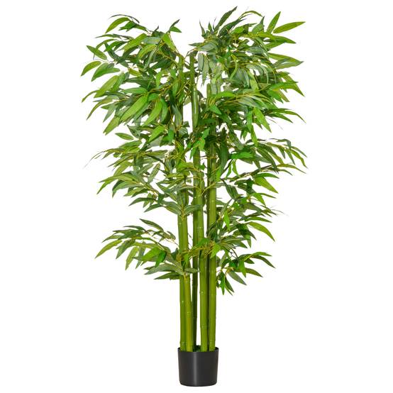 Bambou artificiel intérieur PE ambiance tropicale feuillage dense 160cm vert - ComfortXL Outdoor Living - Image 2