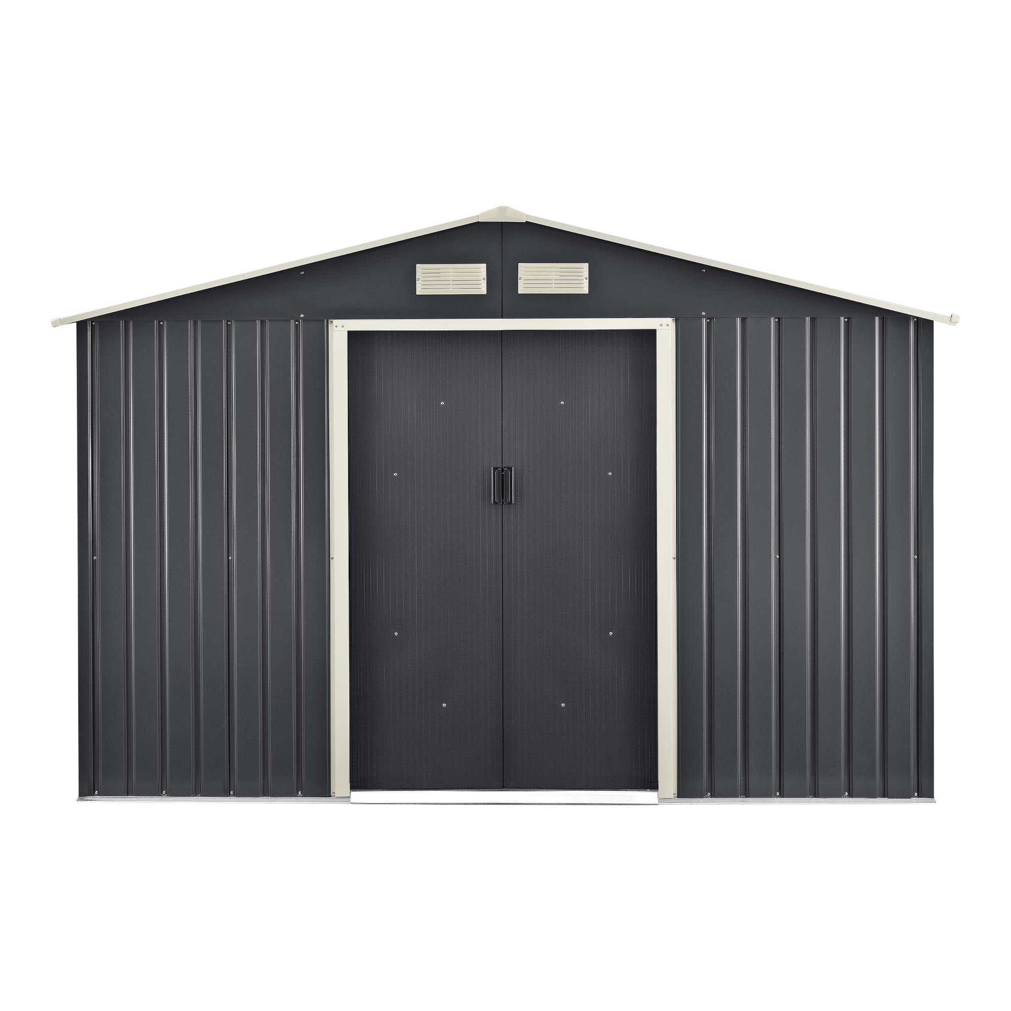 Abri de Jardin 277x319x192 cm Toit à Pignon Tôles en Acier Galvanisées Gris Foncé [en.casa] - Image 5