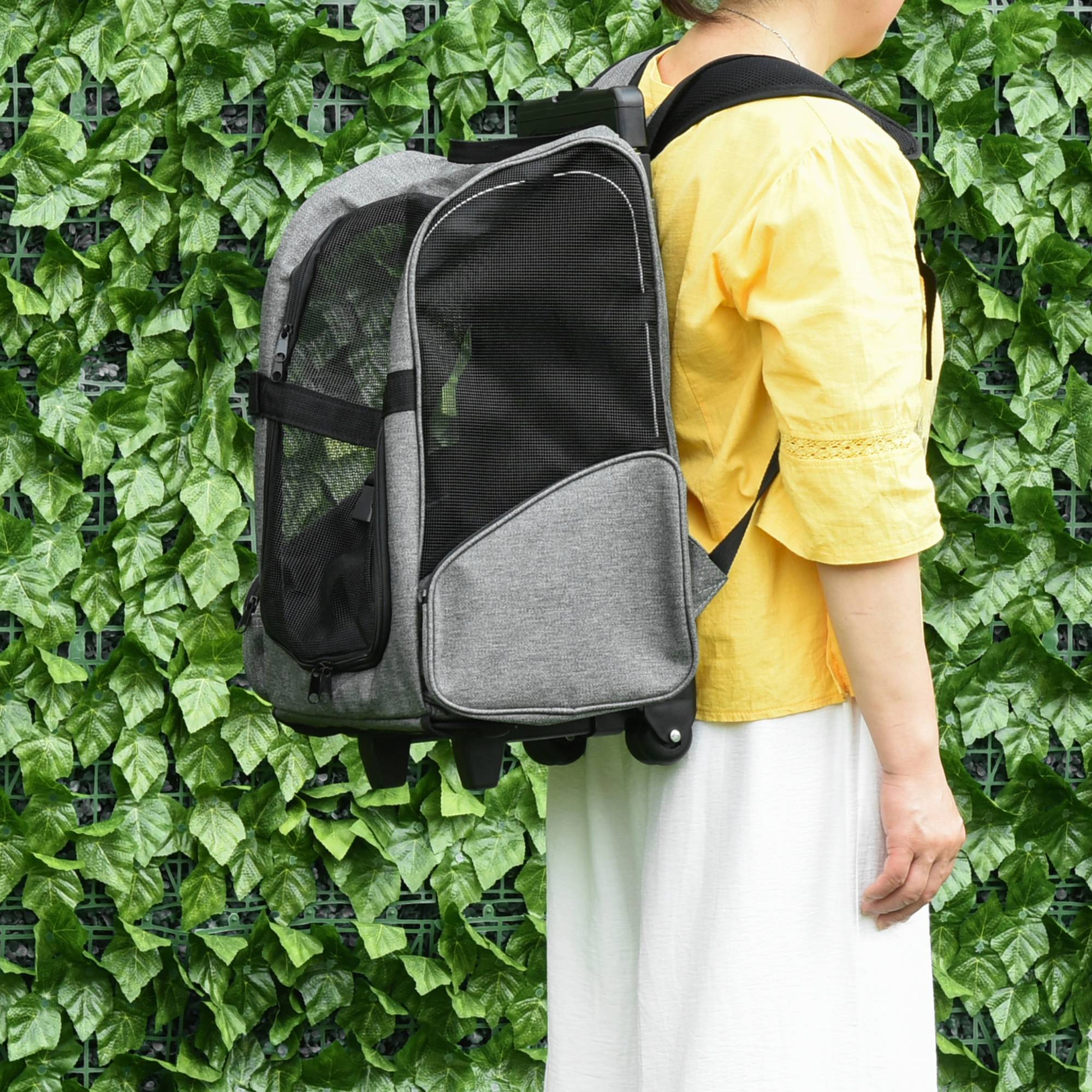Sac transport à roulettes Tissus voyage trolley aérations multiples 42x25x55cm gris - ComfortXL Outdoor Living - Image 3