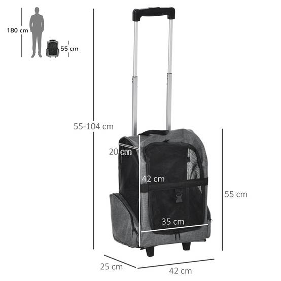 Sac transport à roulettes Tissus voyage trolley aérations multiples 42x25x55cm gris - ComfortXL Outdoor Living - Image 5