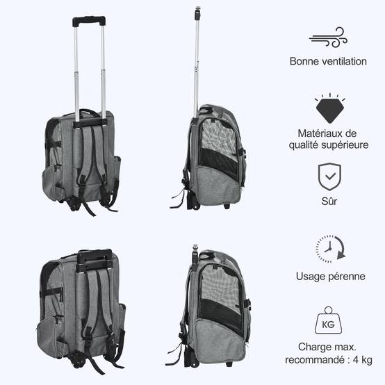 Sac transport à roulettes Tissus voyage trolley aérations multiples 42x25x55cm gris - ComfortXL Outdoor Living - Image 9