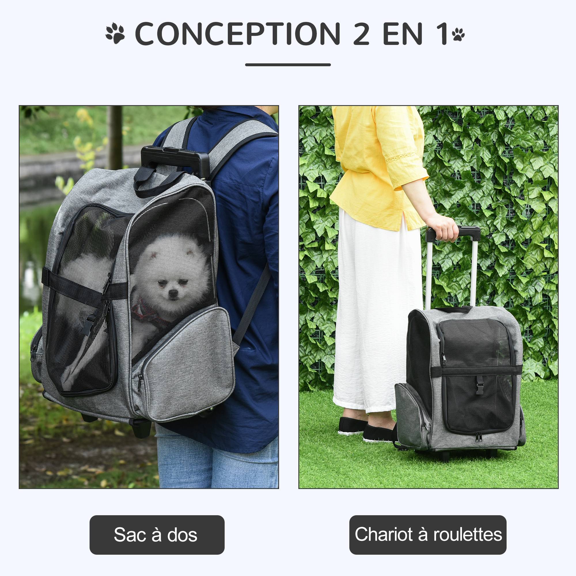 Sac transport à roulettes Tissus voyage trolley aérations multiples 42x25x55cm gris - ComfortXL Outdoor Living - Image 7