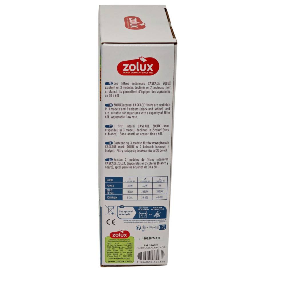 Zolux - Filtration intérieure cascade 60 puissance 4.2w, 280l/h pour aquarium de 30 à 60l max - Image 7
