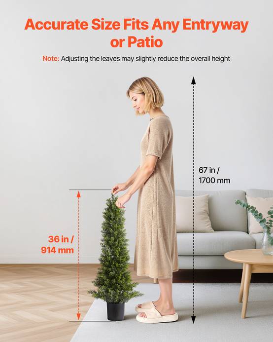 VEVOR Arbre Topiaire Artificiel en Cèdre Faux Pin Plante Déco Lot de 2 914 mm - Image 5