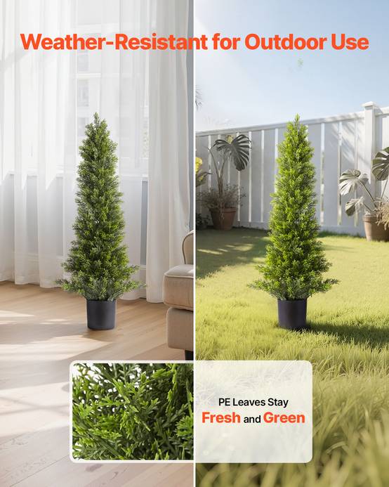 VEVOR Arbre Topiaire Artificiel en Cèdre Faux Pin Plante Déco Lot de 2 914 mm - Image 3