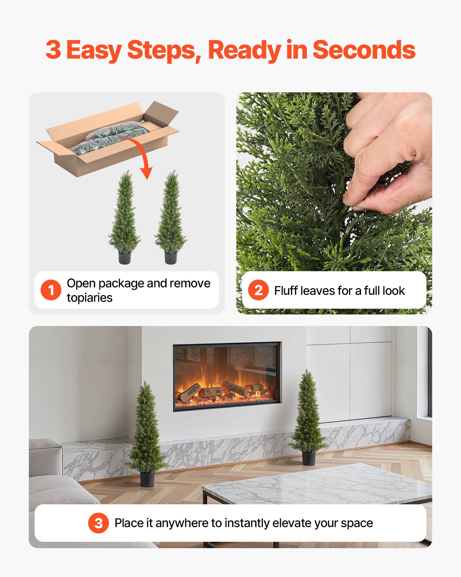 VEVOR Arbre Topiaire Artificiel en Cèdre Faux Pin Plante Déco Lot de 2 914 mm - Image 4