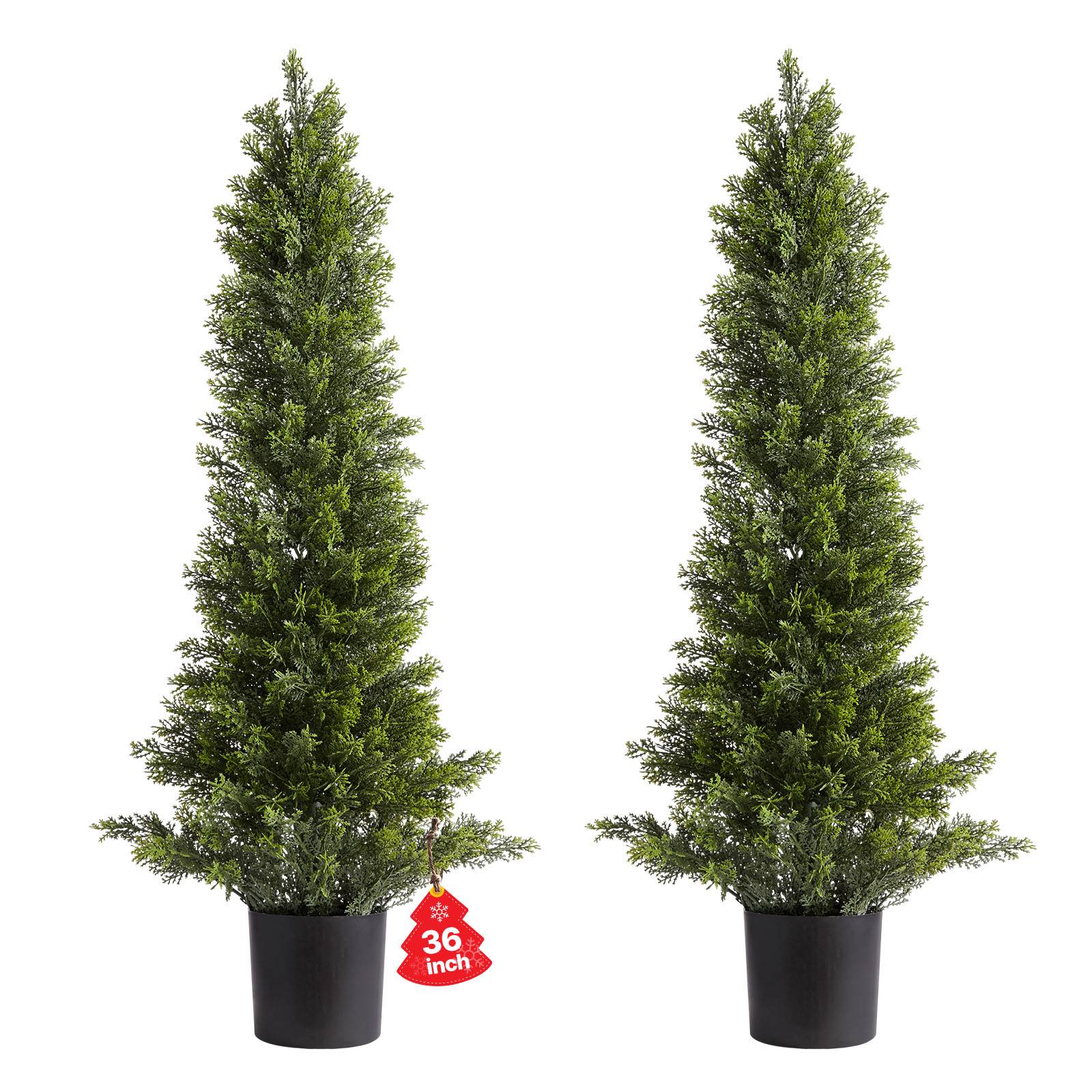 VEVOR Arbre Topiaire Artificiel en Cèdre Faux Pin Plante Déco Lot de 2 914 mm - Image 1