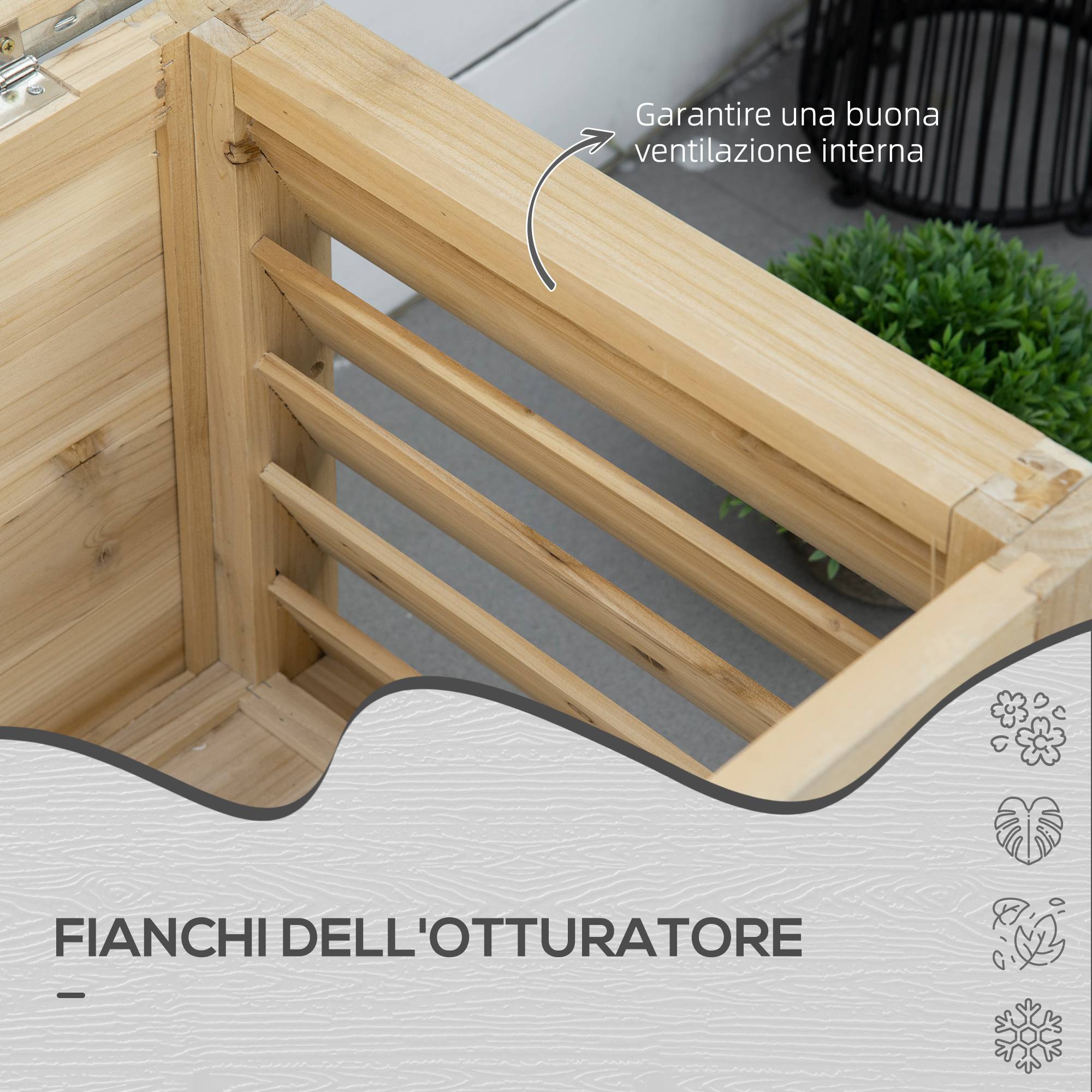ComfortXL - Coffre de jardin 155L bois métal terrasse protection coussins 110x50x50cm - ComfortXL Outdoor Living - Image 9