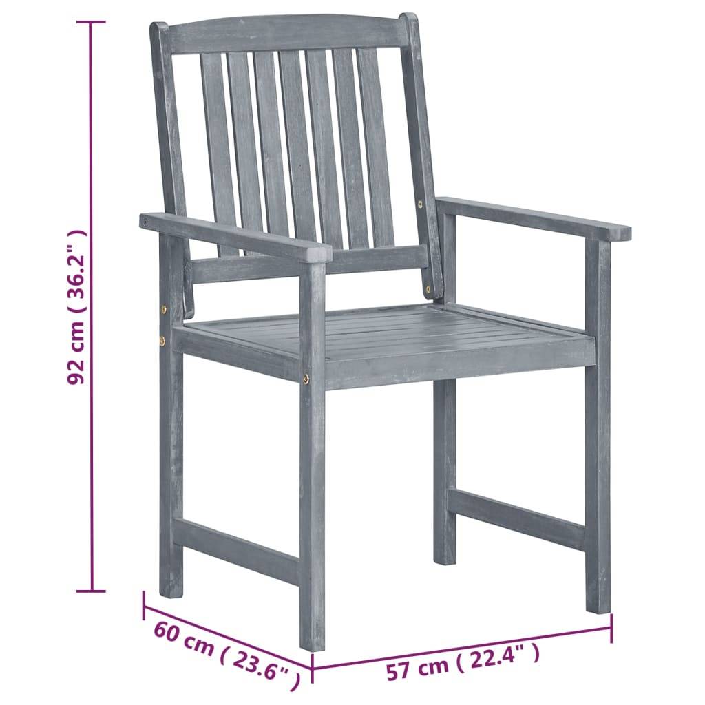 Vidaxl - Chaises de jardin lot de 2 Gris Bois solide d'acacia vidaXL 45944 - Image 3