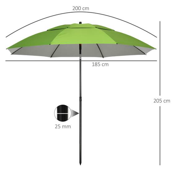 Parasol inclinable en métal vert 265 x 265 x 264 cm - PANGIVO - Image 5
