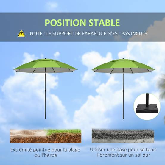 Parasol inclinable en métal vert 265 x 265 x 264 cm - PANGIVO - Image 9