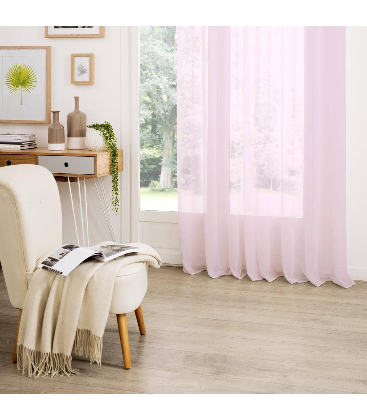 Voilage à œillets Etamine Rose 140 x 240 cm - Image 3