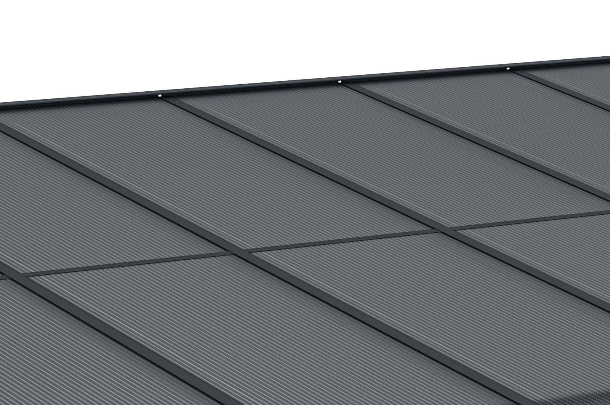 Carport adossé aluminium 15 m² 5 x 3 m toiture polycarbonate 6 mm anti-UV gris anthracite thermolaqué toit incliné réglable kit complet gouttière KLEO - Image 6