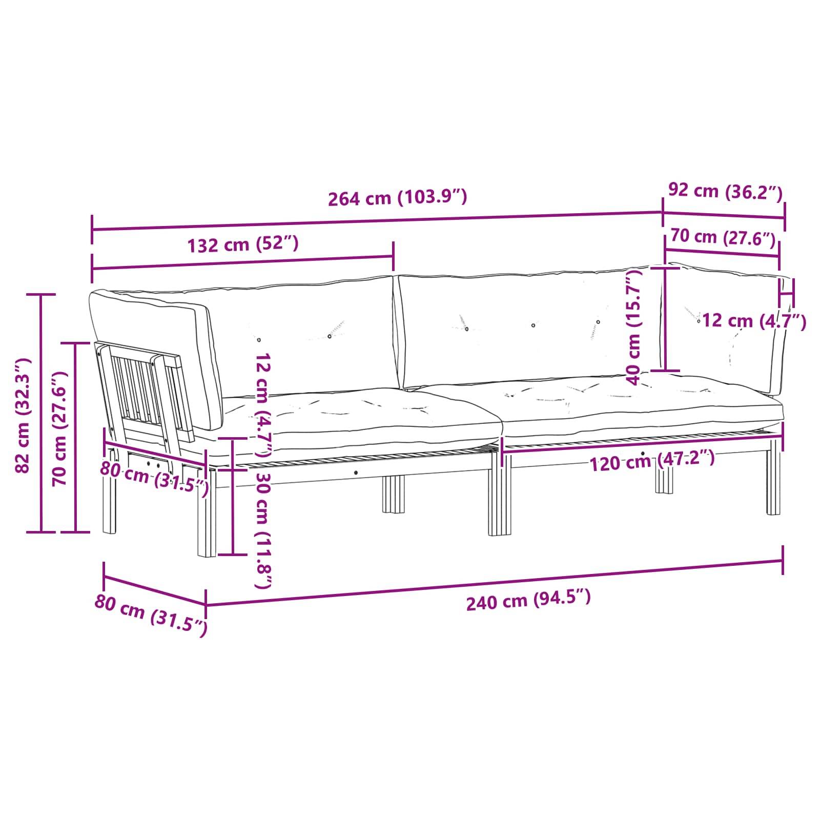 Vidaxl - Unité du canapé en palette de jardin 2 Pièce vidaXL 3418275 - Image 3