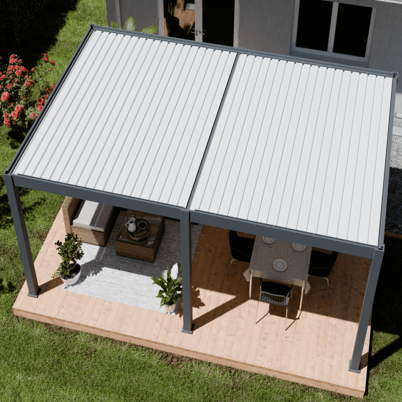 Ombrea - Pergola bioclimatique Ombréa autoportante 4x6M - Anthracite/blanc - ELMO Ombréa - Image 4