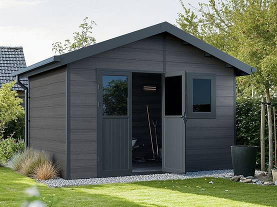 Abri de Jardin Composite ISORA - 12m2 Gris - Cabane Atelier / Abri Velo - Image 1