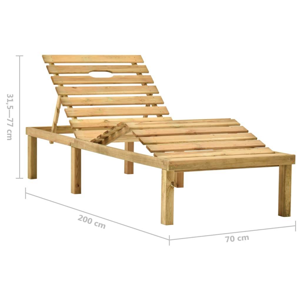 Helloshop26 - Transat chaise longue bain de soleil lit de jardin terrasse meuble d'extérieur 200 cm avec table et coussin pin imprégné - Image 8