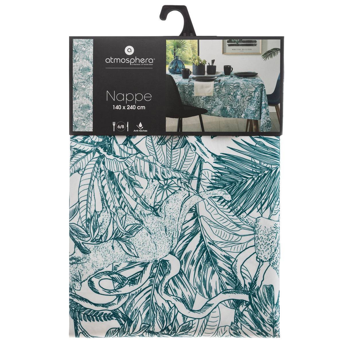 Atmosphera - Nappe anti-tache "Jungle" vert 140x240cm - Atmosphera Créateur d'intérieur - Image 3