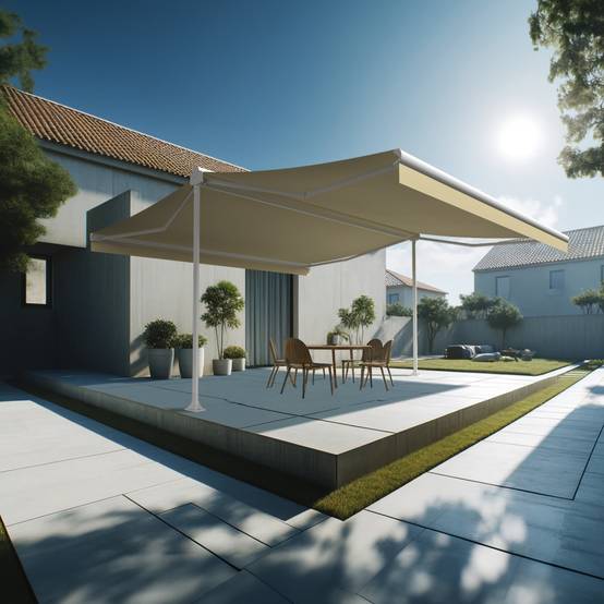 Intersun - Store banne double pente ENARGITE 6,00x2x3,00 M (Manuelle - Blanc - Ecru) - INTERSUN - Image 2