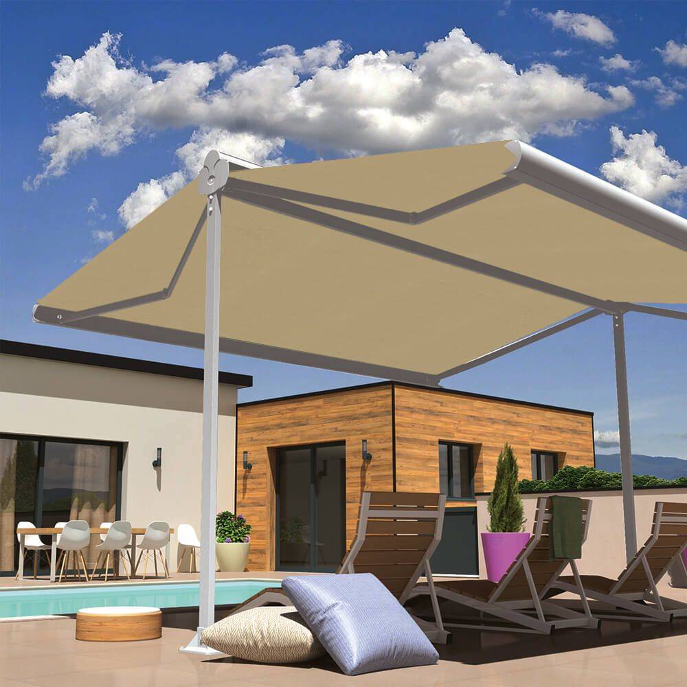 Intersun - Store banne double pente ENARGITE 6,00x2x3,00 M (Manuelle - Blanc - Ecru) - INTERSUN - Image 5