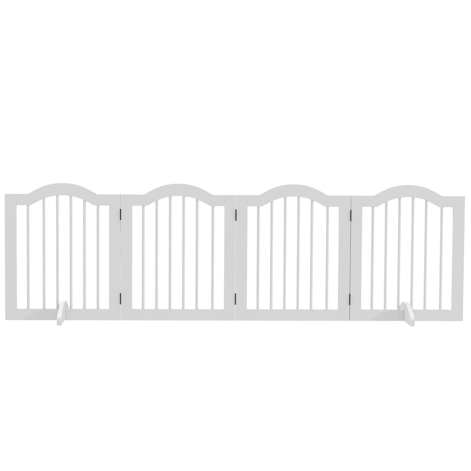 Sans Marque - Barrière pliante pour chien, 4 panneaux, pour escaliers, couloirs, portes, MDF/bois massif, blanc - Image 2
