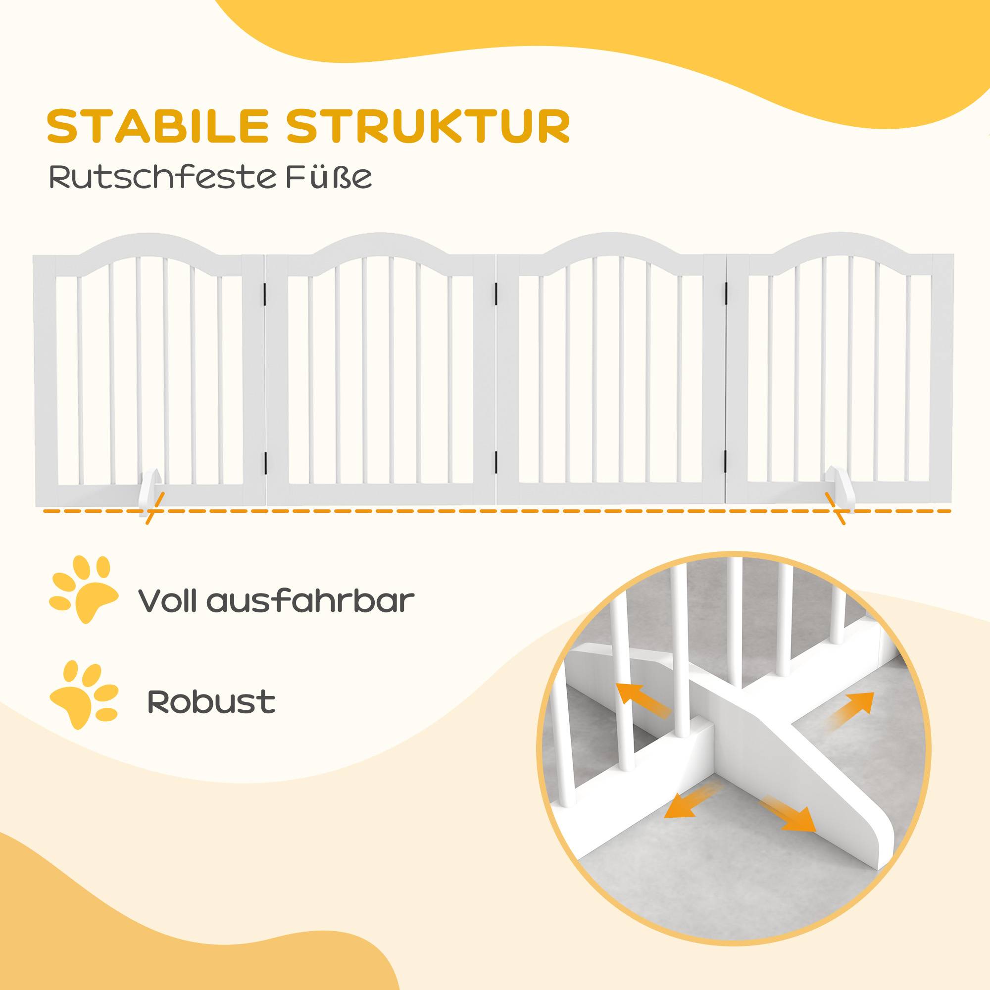 Sans Marque - Barrière pliante pour chien, 4 panneaux, pour escaliers, couloirs, portes, MDF/bois massif, blanc - Image 9
