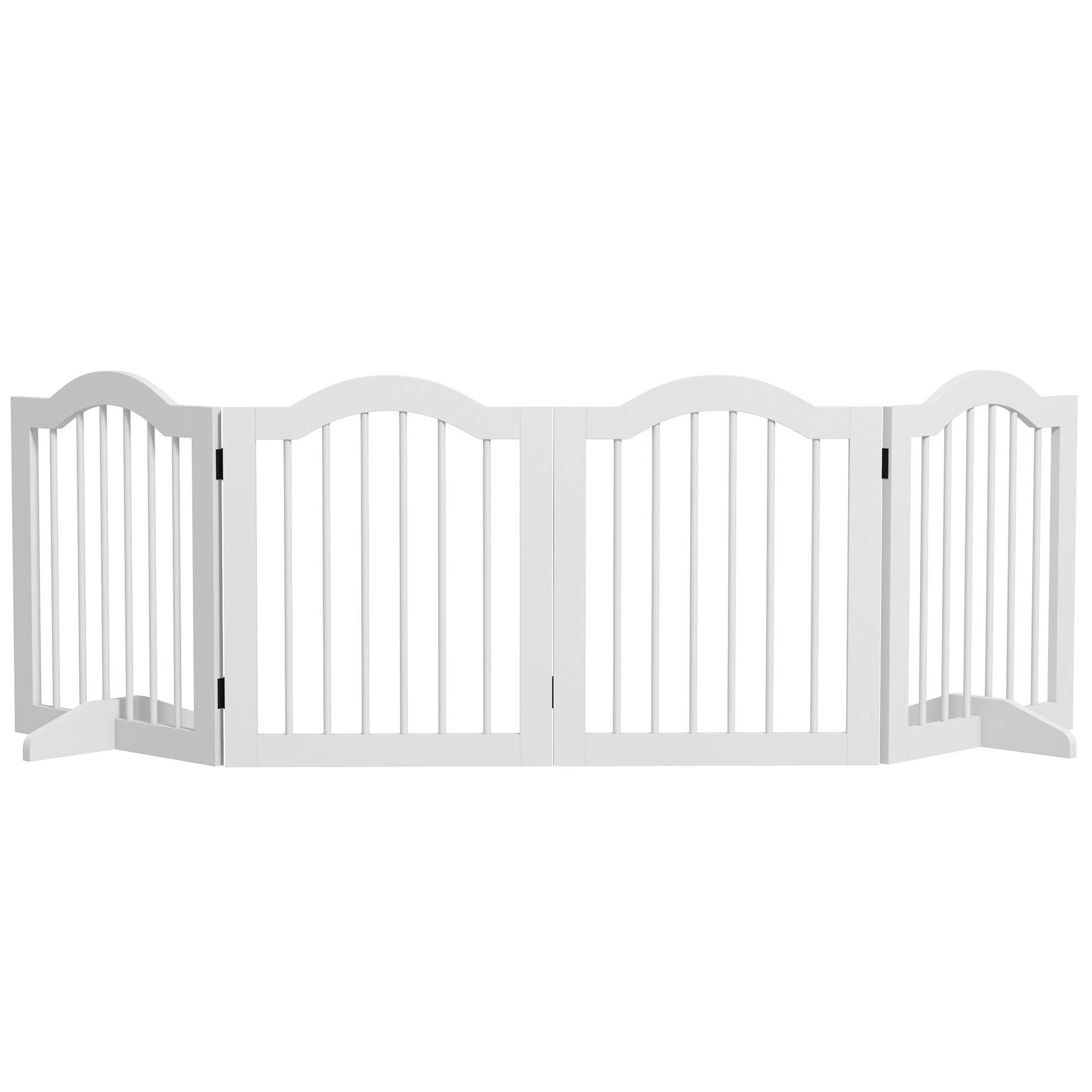 Sans Marque - Barrière pliante pour chien, 4 panneaux, pour escaliers, couloirs, portes, MDF/bois massif, blanc - Image 1