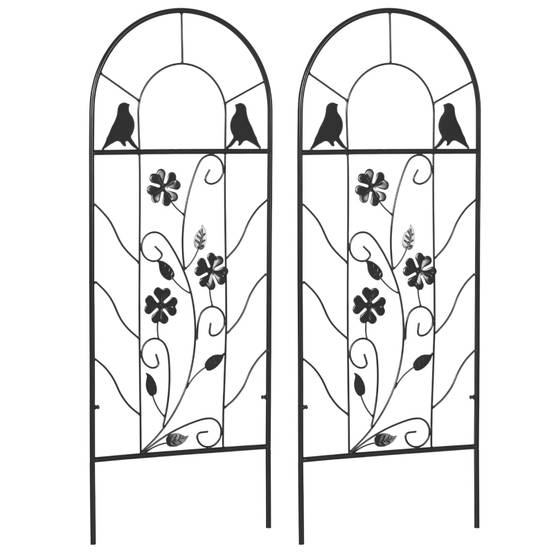 Lot de 2 treillis métal plantes grimpantes jardin support décoration 38x98cm noir - ComfortXL Outdoor Living - Image 1
